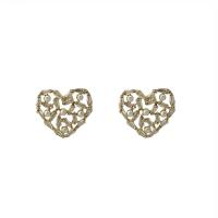 Zinc Alloy Stud Earring with Plastic Pearl Heart gold color plated fashion jewelry & for woman nickel lead & cadmium free Sold By Pair