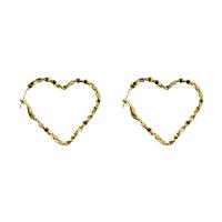 Tibetan Style Hoop Earring, Heart, plated, fashion jewelry & for woman, more colors for choice, nickel, lead & cadmium free, 43x48mm, Sold By Pair