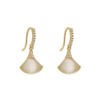 Zinklegierung Ohrringe, goldfarben plattiert, Modeschmuck & Micro pave Zirkonia & für Frau, frei von Nickel, Blei & Kadmium, 26x13mm, verkauft von Paar