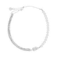 Collar de perlas de plástico, aleación de zinc, con Perlas plásticas, con 1.97inch extender cadena, Joyería & para mujer & con diamantes de imitación, libre de níquel, plomo & cadmio, longitud:aproximado 13.98 Inch, Vendido por UD