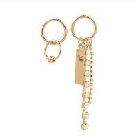 Asymmetric Earrings Zinc Alloy gold color plated fashion jewelry & for woman & with rhinestone nickel lead & cadmium free 6.2cm 2.3cm Sold By Pair