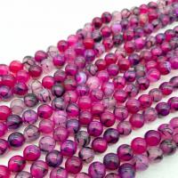 Perles agate veines de dragon naturelles, Rond, poli, DIY, camouflage rose pourpre, Vendu par Environ 38 cm brin