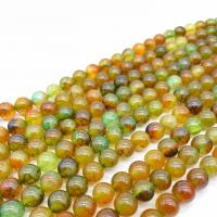 Perles agate veines de dragon naturelles, Rond, poli, DIY, couleurs mélangées, Vendu par Environ 38 cm brin