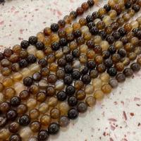 Perlas naturales ágata café, Ágata, Esférico, Bricolaje, color café, Vendido para aproximado 38 cm Sarta