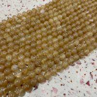 Perles en verre pastèque, brun de pastèque, Rond, poli, DIY, Jaune, Vendu par Environ 38 cm brin
