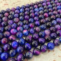 Tiger Eye Beads, Runde, poleret, du kan DIY, blandede farver, Solgt Per Ca. 38 cm Strand