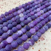 Natural Effloresce Agate Beads, Round, DIY & frosted, purple, Sold Per Approx 38 cm Strand