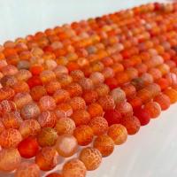 Abalorios de Ágata Envejecida, Esférico, Bricolaje, naranja rojizo, Vendido para aproximado 38 cm Sarta