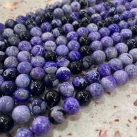 Perles agates effloresces naturelles , agate effleurant, Rond, DIY, violet, Vendu par Environ 38 cm brin
