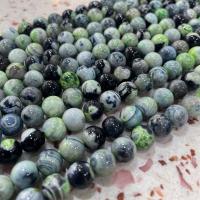 Perles agates effloresces naturelles , agate effleurant, Rond, DIY, vert, Vendu par Environ 38 cm brin
