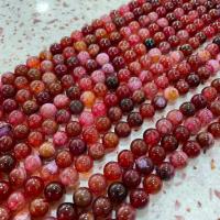 Perles agate veines de dragon naturelles, Rond, DIY, rouge, Vendu par Environ 38 cm brin
