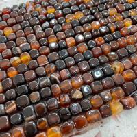 Natural Miracle Agate perler, Square, poleret, du kan DIY, blandede farver, 8mm, 45pc'er/Strand, Solgt Per Ca. 38 cm Strand