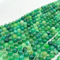 Perles agate veines de dragon naturelles, Rond, poli, DIY, vert, Vendu par Environ 38 cm brin