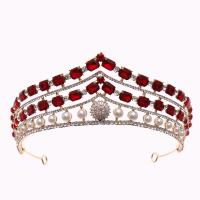 Bridal Tiaras Zinc Alloy with Rhinestone & Plastic Pearl gold color plated for woman & faceted nickel lead & cadmium free 60mm Sold By PC