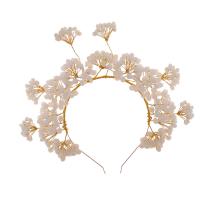 Hair Bands Zinc Alloy with Crystal gold color plated for woman white nickel lead & cadmium free Sold By PC