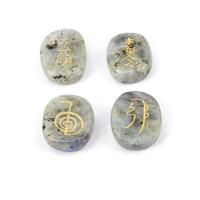 Labradorite Decoration, Ellipse, stoving varnish, different styles for choice, 20x25mm, Sold By PC