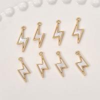 Brass Jewelry Pendants with Shell Lightning Symbol gold color plated Sold By PC