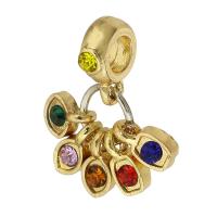 European Style Zinc Alloy Dangle Beads gold color plated DIY & with rhinestone mixed colors nickel lead & cadmium free Approx 5mm Sold By PC