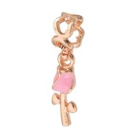 European Style Zinc Alloy Dangle Beads Rose rose gold color plated DIY & enamel rose gold color nickel lead & cadmium free Approx 6mm Sold By PC
