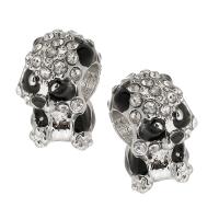Zinc Alloy Large Hole Bead Panda silver color plated DIY & enamel & with rhinestone silver color nickel lead & cadmium free Approx 4mm Sold By PC