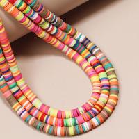 Polymer Ton Perlen , flache Runde, DIY, gemischte Farben, 6x1mm, verkauft per ca. 17.75 ZollInch Strang