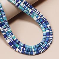 Polymer Ton Perlen , flache Runde, DIY, gemischte Farben, 6x1mm, verkauft per ca. 15.75 ZollInch Strang