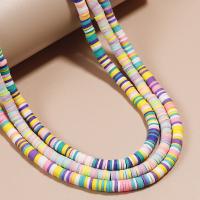 Polymer Ton Perlen , flache Runde, DIY, gemischte Farben, 6x1mm, verkauft per ca. 15.75 ZollInch Strang