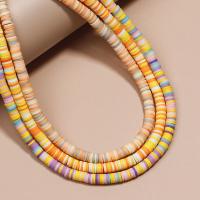 Polymer Clay Beads, Flat Round, DIY, mixed colors, 6x1mm, Sold Per Approx 15.75 Inch Strand