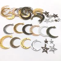 Tibetan Style Moon Pendants, plated, DIY & mixed, nickel, lead & cadmium free, 32x38mm, 44PCs/Bag, Sold By Bag