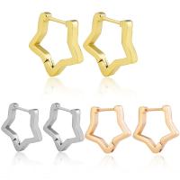 Stainless Steel Huggie Hoop Earring, 304 Stainless Steel, Star, fashion jewelry & Unisex, more colors for choice, 18.50x2.50x18mm, Sold By Pair