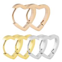 Stainless Steel Huggie Hoop Earring, 304 Stainless Steel, Heart, Vacuum Ion Plating, fashion jewelry & for woman, more colors for choice, 15x3x16mm, Sold By Pair