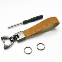Schlüsselanhänger, Kuhhaut, mit PU Leder & Zinklegierung, silberfarben plattiert, Tragbar & unisex, keine, 124x25mm, verkauft von PC