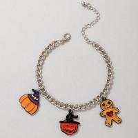 Tibetan Style Bracelet, with 5cm extender chain, Round, silver color plated, Unisex & Halloween Jewelry Gift & enamel, mixed colors, nickel, lead & cadmium free, Length:18.5 cm, Sold By PC