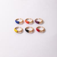 Zink legering Ring Sæt, Zinc Alloy, Runde, guldfarve belagt, 6 stykker & mode smykker & emalje, blandede farver, nikkel, bly & cadmium fri, 16mm, Solgt af sæt