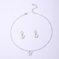 Acrylic Jewelry Set earring & necklace Zinc Alloy with Acrylic with 5.5cm extender chain Butterfly plated fashion jewelry & for woman nickel lead & cadmium free Length 47.5 cm Sold By Set