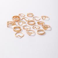 Zinc Alloy Ring Set gold color plated 17 pieces & fashion jewelry & for woman golden nickel lead & cadmium free Sold By Set