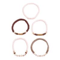 argile de polymère Set de bracelet, avec alliage de zinc, Rond, 5 pièces & bijoux de mode & pour femme, couleurs mélangées, 60mm, Vendu par fixé