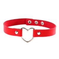 Fashion Choker Necklace, PU Leather, with 316L Stainless Steel, Heart, silver color plated, fashion jewelry & for woman, more colors for choice, 20mm, Length:40 cm, Sold By PC