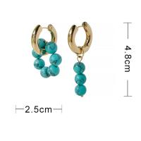 Asymmetric Earrings Zinc Alloy with Natural Stone Round gold color plated fashion jewelry & for woman nickel lead & cadmium free Sold By Pair