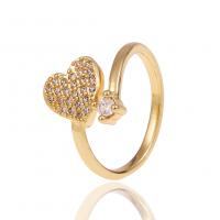 Cúbicos Circonia Micro Pave anillo de latón, metal, chapado en color dorado, Ajustable & micro arcilla de zirconia cúbica & para mujer, 20mm, Vendido por UD