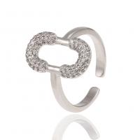 Cúbicos Circonia Micro Pave anillo de latón, metal, elipse, chapado en color de platina, Ajustable & micro arcilla de zirconia cúbica & para mujer, 220mm, Vendido por UD