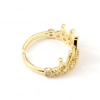Cubique anneau en laiton Circonia Micro Pave, couronne, Placage de couleur d'or, Réglable & pavé de micro zircon & pour femme, 20mm, Vendu par PC