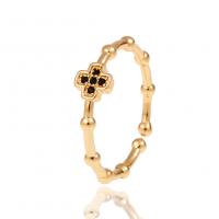 Cubique anneau en laiton Circonia Micro Pave, croix, Placage de couleur d'or, Réglable & pavé de micro zircon & pour femme, 21mm, Vendu par PC