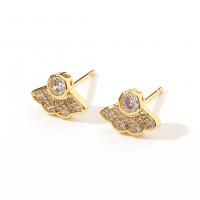Cubic Zirconia Micro Pave Brass Earring, gold color plated, micro pave cubic zirconia & for woman, 10x7mm, Sold By PC