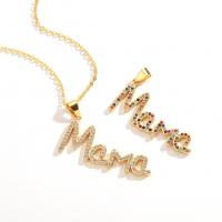 Brass Necklace Alphabet Letter gold color plated micro pave cubic zirconia & for woman Length Approx 17.7 Inch Sold By PC