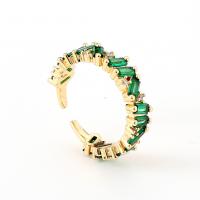 Cubique anneau en laiton Circonia Micro Pave, Placage de couleur d'or, Réglable & pavé de micro zircon & pour femme, 22mm, Vendu par PC