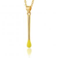 Messing Halskette, SpielBegegnung, goldfarben plattiert, für Frau & Emaille, keine, 4x33mm, Länge:ca. 17.7 ZollInch, verkauft von PC