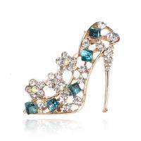 Rhinestone Brooch Zinc Alloy Shoes gold color plated for woman & with rhinestone & hollow nickel lead & cadmium free Sold By Lot