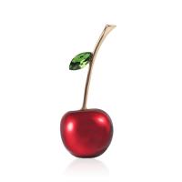 Enamel Brooch Zinc Alloy Cherry gold color plated for woman nickel lead & cadmium free Sold By Lot