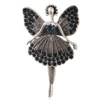Rhinestone Brooch, Tibetan Style, Butterfly, plated, for woman & enamel & with rhinestone, nickel, lead & cadmium free, 41x62mm, 10PCs/Lot, Sold By Lot